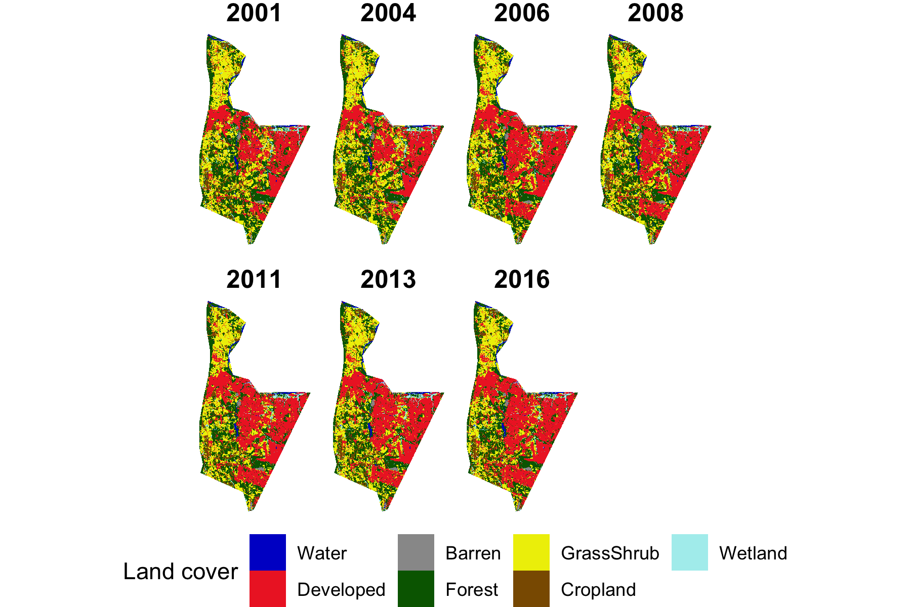 Remote sensing land-cover time-series maps